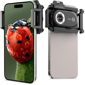 عدسة مجهر الهاتف Apexel ، بتكبير Nano Micro Micro Micro 150x لـ Android/iPhone مع LED LID Light/CPL/Universal Clip ، المجهر الرقمي المصغر جيب ، مرفقات كاميرا Micro Micro للهاتف الذكي المحمول