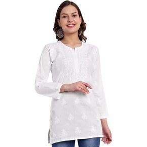 Ada Indian Hand Embroidered Latest Chikankari Women's Cotton Top Tunic Shirt Kurti A210717