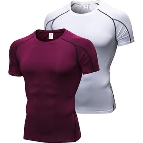Men's Compression Shirts Short Sleeve Workout Shirt Cool Dry Undershirts Baselayer Sports T Shirts Gym Running Tops