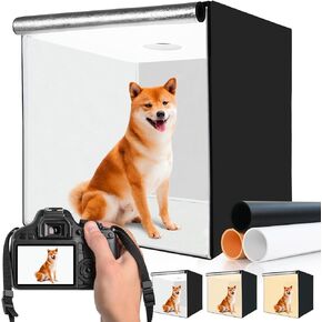 Photo Box 20" x 20" Portable 20W PD Type-C Ring Light Studio Box Quick Install Foldable Portable Studio Kit 12 Color Backgrounds Photography Equipment High CRI Color Temperature 3 Color Temperature