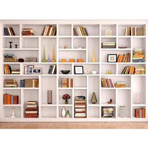 7x5ft White Bookshelf Backdrop Bookcase Backdrops Office Backdrop Video Conference Zoom Backdrop Home Office Decoration Zoom Backdrops for Photography