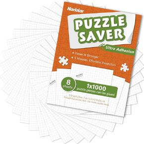 Ultra Adhesion Puzzle Glue Sheets, 64 Puzzle Saver Sheets Preserves 8×1000 Pieces Jigsaw Puzzle, Puzzle Saver for Easy Preservation in Minutes