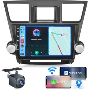 Android 12 Car Stereo for Toyota Highlander 2008-2013: (2+64G) 5GWiFi Upgrade Radio with Carplay Android Auto - 10.1 inch 1280 * 800 Touch Screen with 1080P Backup Camera Bluetooth GPS Navigation