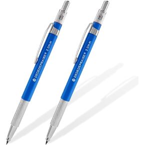 2.0mm Mechanical Pencil Lead Holder with Clip 2.0mm Pencil Metal Mechanical Clutch with Built-in Sharpener Automatic Graphite Lead Pencil for Construction, Draft Drawing, Art Sketching 2PCS in Kuwait