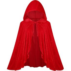 GRAJTCIN Little Red Riding Hood Cape Halloween Christmas Fancy Red Cloak with Hood