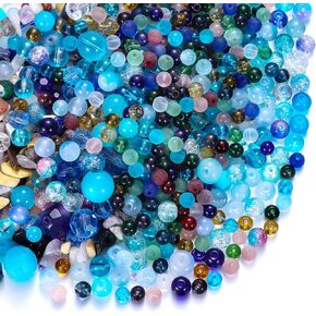 Sureio 1300 pcs Assorted Glass Beads for Jewelry Making Natural Chip Stone Beads Colorful Craft for Art Bracelets Necklace Pendants Making Supplies