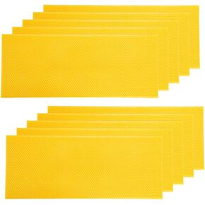POLLIBEE Beehive Foundation, 5-5/8-Inch Medium Beeswax Sheets, 10 Pcs Bee Hive Beeswax Coated Foundation Sheet, Bee Hive Foundation Sheets,Bee Waxed Foundation Sheets for Bee Frame
