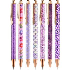 Mr. Pen- Fancy Pens for Women, Emerald Enchantment, 7 Black Ink Ballpoint Pens with 10 Refills, 1.0mm, Glitter Cute Pens for Journaling, Sparkly Fancy Pen, Christmas Gift