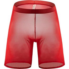 QiaTi Men's See Through Shorts Mesh Boxer Shorts Loose Shorts Lounge Underwear Breathable Pajama Shorts