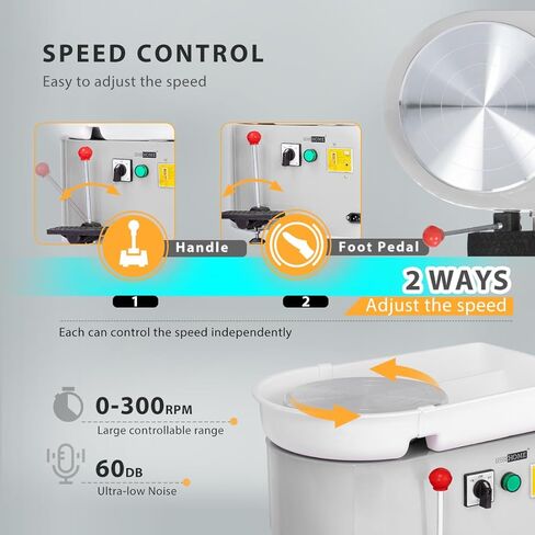 VIVOHOME 25CM Pottery Wheel Forming Machine 350W Electric DIY Clay Tool with Foot Pedal and Detachable Basin for Ceramic Work Art Craft White in Kuwait