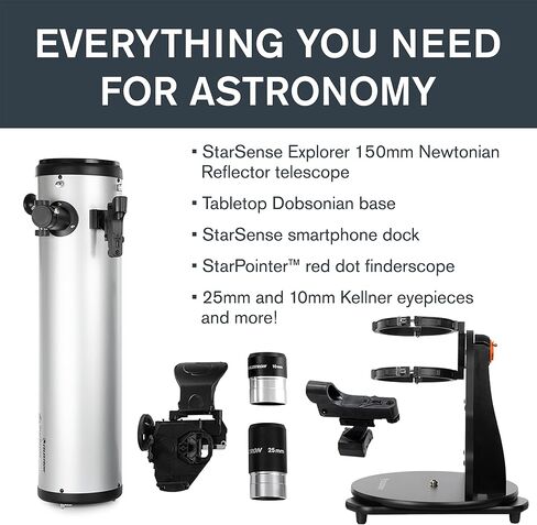 Celestron – StarSense Explorer 150mm Tabletop Dobsonian Smartphone App-Enabled Telescope – Works with StarSense App to Help You Find Nebulae, Planets & More – iPhone/Android Compatible in Kuwait