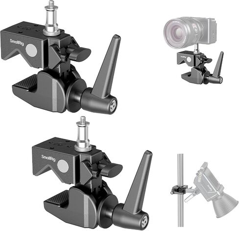 SmallRig Super Clamp Kit, Heavy Duty Max Load 33lb /15kg, with a 1/4"-20 & a 3/8"-16 Top Screw on a 5/8" Stud, for Photography Studio Video Camera Lighting, for Round Pipe and Flat Surface in Saudi Arabia