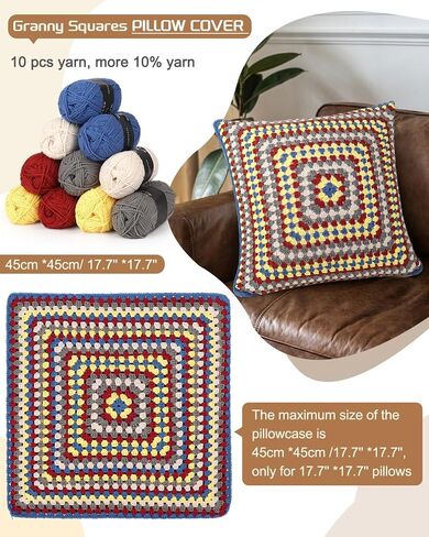 Katech Pillowcase Crochet Kit for Beginners-Crochet Kit for Adults Learn to Crochet Daisy Granny Squares, Crochet Starter Kit for Beginners Kids w/Step-by-Step Instructions Enough Yarn Crocheting Pink in Saudi Arabia