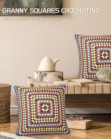 Katech Pillowcase Crochet Kit for Beginners-Crochet Kit for Adults Learn to Crochet Daisy Granny Squares, Crochet Starter Kit for Beginners Kids w/Step-by-Step Instructions Enough Yarn Crocheting Pink in Saudi Arabia