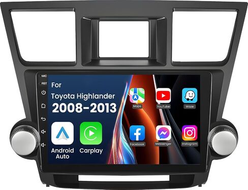 Android 12 Car Stereo for Toyota Highlander 2008-2013: (2+64G) 5GWiFi Upgrade Radio with Carplay Android Auto - 10.1 inch 1280 * 800 Touch Screen with 1080P Backup Camera Bluetooth GPS Navigation in Saudi Arabia