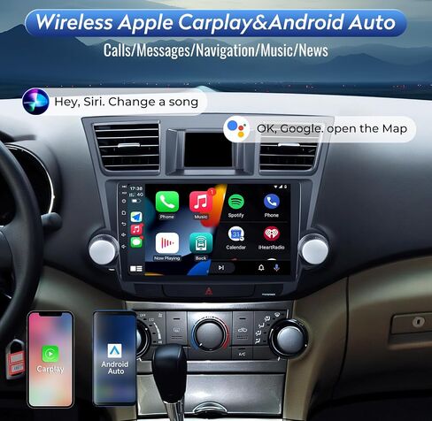 Android 12 Car Stereo for Toyota Highlander 2008-2013: (2+64G) 5GWiFi Upgrade Radio with Carplay Android Auto - 10.1 inch 1280 * 800 Touch Screen with 1080P Backup Camera Bluetooth GPS Navigation in Saudi Arabia
