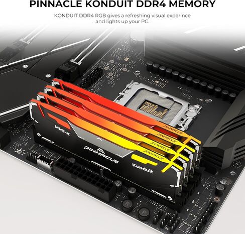 Timetec Pinnacle Konduit RGB 64GB KIT(4x16GB) DDR4 3200MHz PC4-25600 CL16-18-18-38 XMP2.0 Overclocking 1.35V Dual Rank Compatible for AMD and Intel Desktop Gaming PC Memory Module - Black in Saudi Arabia