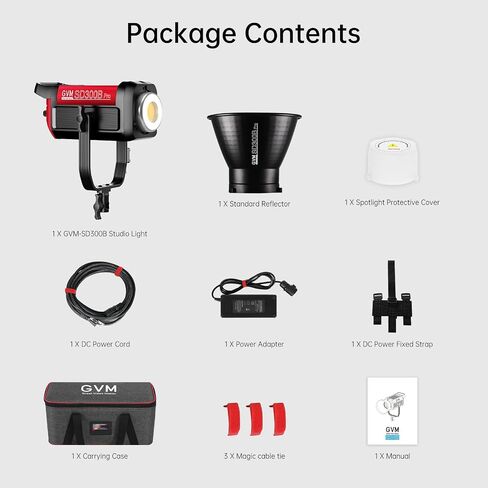 GVM Photography Lighting 300W Bi-Color Studio Lights with 45°Standard Reflector 65700Lux@1m CCT 2700~6800K 12Lighting Scenes App Control LED Video Light in Kuwait