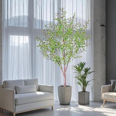 Faux Olive Tree Artificial Olive Trees Artificial Indoor 8 Feet (96 inches) Realistic Potted Silk Indoor Large Fruit for Home Offices, Living Rooms, Bedrooms, Stairs and Foyer Decor in Saudi Arabia