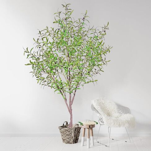 Faux Olive Tree Artificial Olive Trees Artificial Indoor 8 Feet (96 inches) Realistic Potted Silk Indoor Large Fruit for Home Offices, Living Rooms, Bedrooms, Stairs and Foyer Decor in Saudi Arabia