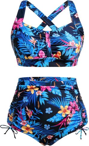 Daci Plus Size High Waisted Bikini - Women Two Piece Swimsuits Tummy Control Bathing Suits with Drawstring Ruched Bottom 2025 in Saudi Arabia