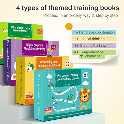 Magic Grooved Practice Copybook, Reusable Grooved Handwriting 4 Workbooks with Pens, Grooved Handwriting Practice Workbooks for Kids Age 3-8, Tracing Letters, Numbers, Drawing, Magic Copybook in Saudi Arabia