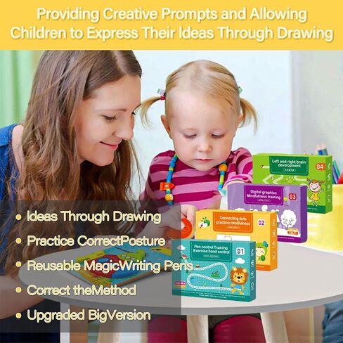 Magic Grooved Practice Copybook, Reusable Grooved Handwriting 4 Workbooks with Pens, Grooved Handwriting Practice Workbooks for Kids Age 3-8, Tracing Letters, Numbers, Drawing, Magic Copybook in Saudi Arabia