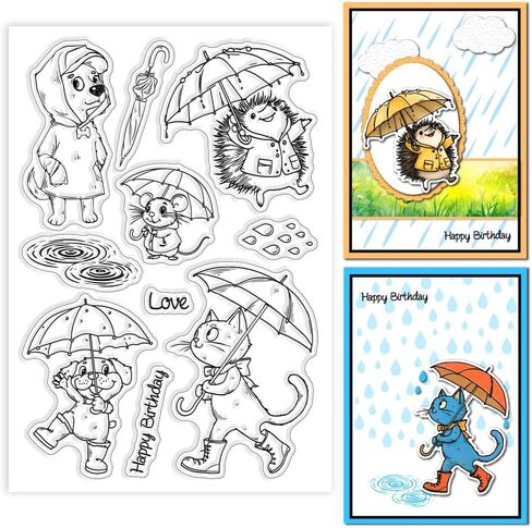 GLOBLELAND Hedgehog and Animal Clear Stamps for DIY Scrapbooking Decor Friend Swing Transparent Silicone Stamps for Making Cards Photo Album Decor in Saudi Arabia