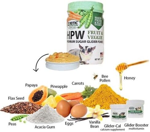 Exotic Nutrition Sugar Glider HPW Diet Jar - High Protein Healthy Natural No Mess Food for Sugar Gliders - High Protein Wombaroo Diet (Original) in Kuwait