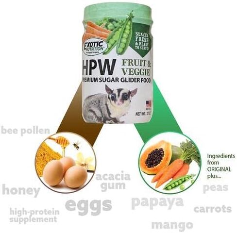 Exotic Nutrition Sugar Glider HPW Diet Jar - High Protein Healthy Natural No Mess Food for Sugar Gliders - High Protein Wombaroo Diet (Original) in Kuwait