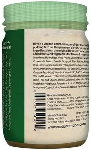 Exotic Nutrition Sugar Glider HPW Diet Jar - High Protein Healthy Natural No Mess Food for Sugar Gliders - High Protein Wombaroo Diet (Original) in Kuwait