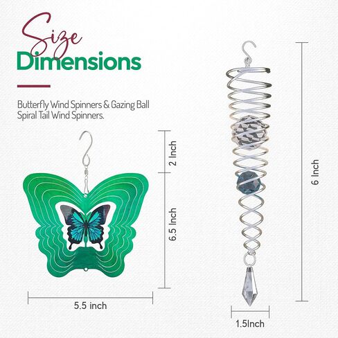 ISEO Tree of Life Wind Spinner Outdoor and Gazing Ball Set, Metal Yard and Garden Decoration, Weather-Resistant Wind Spinners for Outdoor, 6.5" Cool Garden Décor, Perfect Wind Spinner Gift in Saudi Arabia