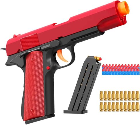 Toy Pistol with ejecting Shells,Realistic Soft Bullet Toy Gun Cheap Cool Stuff Stress Shot Look Real Hand Guns Fake Prop Shooting Game for Adults Under 10 Dollars for Age 14 Years Old (black) in Saudi Arabia
