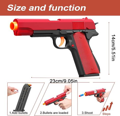 Toy Pistol with ejecting Shells,Realistic Soft Bullet Toy Gun Cheap Cool Stuff Stress Shot Look Real Hand Guns Fake Prop Shooting Game for Adults Under 10 Dollars for Age 14 Years Old (black) in Saudi Arabia