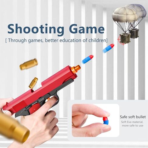 Toy Pistol with ejecting Shells,Realistic Soft Bullet Toy Gun Cheap Cool Stuff Stress Shot Look Real Hand Guns Fake Prop Shooting Game for Adults Under 10 Dollars for Age 14 Years Old (black) in Saudi Arabia