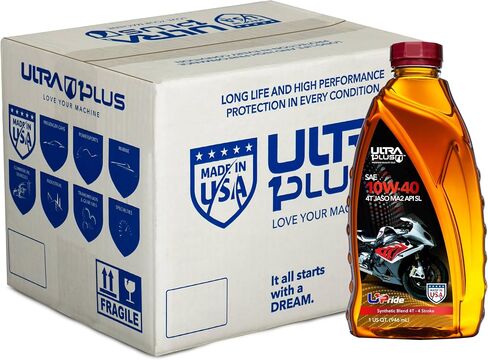 Ultra1Plus 4T 10W-40 Synthetic Blend Motorcycle Oil API SL JASO MA2-10W40 Motor Oil, 1 Gallon in Saudi Arabia