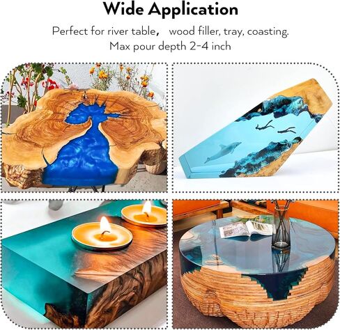 Nicpro 0.75 Gallon Deep Pour Epoxy Resin Kit, 2 to 4 Inch Depth, High Gloss & Crystal Clear Epoxy Resin Deep Pour 2:1 for Craft River Table, Wood Filler, Bar Top, Coating Casting with Mixing Cups in Saudi Arabia