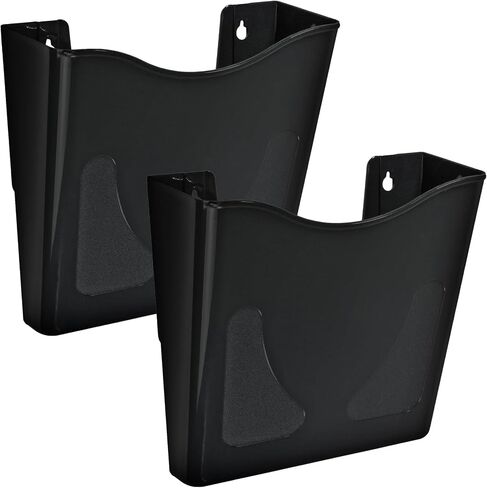 Azar Displays 250088-BLK-2PK حامل ملفات مثبت على الحائط بجيب عمودي واحد، أسود (عبوتان) in Kuwait