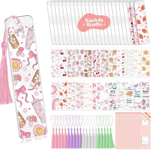 مجموعة صنع الإشارات المرجعية 48 قطعة، 24 علامة مرجعية أكريليك فارغة مع 24 قطعة شرابة، ملصقات 24UV حول موضوع عيد الميلاد، إشارات مرجعية فارغة مقاومة للماء للأشعة فوق البنفسجية DTF ملصقات نقل لمشاريع DIY للإشارات المرجعية الواضحة in Kuwait