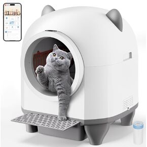 Self Cleaning Cat Litter Box - 80L Large Automatic Litter Box, Multi cat can use, 1 Roll Garbage Bags, App Control, Automatic Cat Litter Box Self Cleaning, aWhite