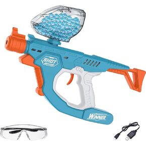 Gel Splatter Blaster, Electric Auto Splatter Ball Toy, 12 Rs Per Seconds, Rechargeable Batteries, Outdoor Activities Team Game Toy for Age 12+ Year Up - Blue