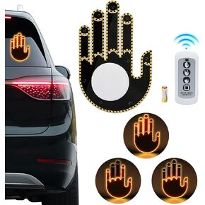 Hand Light for Car,Hand Gesture Light for Car with Remote Control,3 Gestures Road Rage Hand LED Sign for Car, LED Hand Car Sign,Funny Car Accessories for Women,Men Gift, Orange