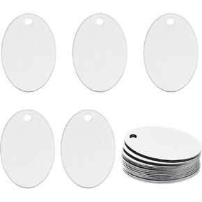 MECCANIXITY 24 Pack Oval Aluminum Blank Tags 38 x 25 x 1mm Engraving Stamping Blanks Metal Blank Label Dog Pet Tags for DIY Jewelry Stamping Tools, Blue