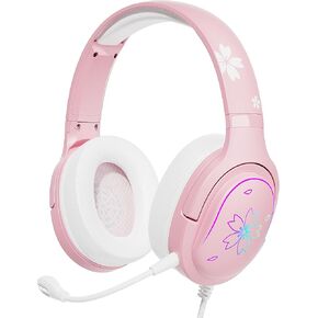 Mytrix Sakura Wireless Gaming Headset for PC, PS4, PS5, Mac, Switch, Surround Sound, 50mm Drivers, 2.4GHz & Bluetooth Gaming Headphones with Noise Cancelling Mic, Over Ear Headphones for Xbox - Pink