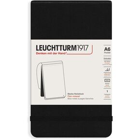 LEUCHTTURM1917 - Pocket Notepad A6-184 Ruled Micro-Perforated Pages, Black