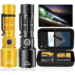Flashlights 20,000 High Lumens Rechargeable, 1500M Long Throw Super Bright LED Small Powerful Flashlight with Memory Function, 6Modes Pocket Waterproof Flash Light for Camping,Hiking,Emergency