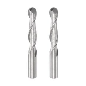 2pcs Ball Nose End Mill 6mm Diameter 12mm Cutting Length 6mm Shank High Speed Steel 2 Flutes Spiral Upcut CNC Router Bits