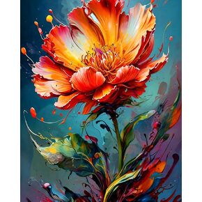 Ekuxom Paint by Numbers Kit for Adults Flowers, Flowers Paint by Numbers on Canvas, Easy Adults' Paint-by-Number Kits, Flower Paint by Numbers for Adults Acrylic Paint Canvas 16x20inch（Without Frame）
