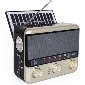 Portable AM FM Radios, Transistor Shortwave Retro Vintage Radios Support Bluetooth Solar/Battery Or AC Power(European Standard Power Plug, Requires an American Standard Power Plug Converter)