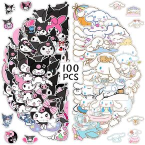 50 Pcs My Melody and Kuromi Stickers, Hello Kitty Kitty Stickers Pompompurin Keroppi Stickers, Cute Stickers Japanese Kawaii Stickers for Kids Teens Adults